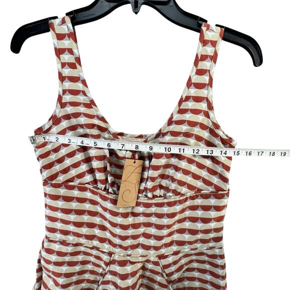 Zac Posen Z Spoke Mini Dress Size 4 Orange Taupe Geometric Stripe Fit Flare RARE - Picture 9 of 16